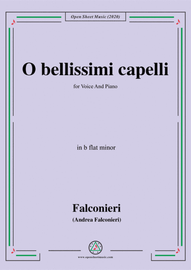 Falconieri-O bellissimi capelli,in b flat minor,for Voice and Piano (arr. MSM)