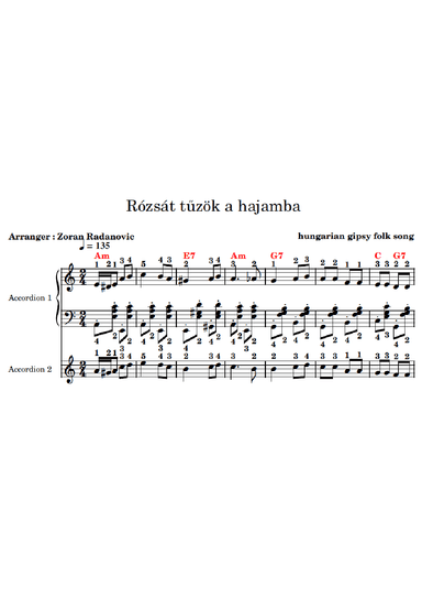 Rózsát tuzök a hajamba - for accordion duet (arr. Zoran Radanovic)