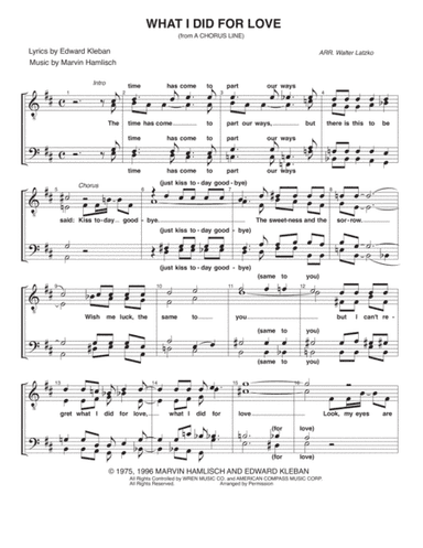 What I Did For Love (arr. Walter Latzko)