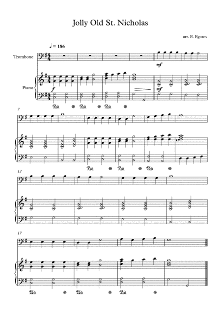 Jolly Old St. Nicholas, For Trombone & Piano (arr. Eugene Egorov)