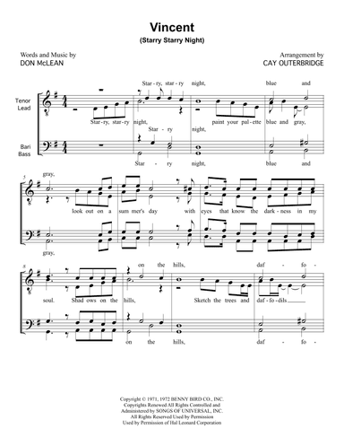 Vincent (starry Starry Night) (arr. Cay Outerbridge)