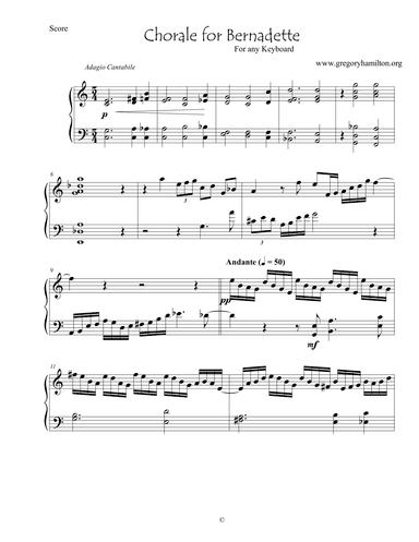 Chorale for Bernadette for any Keyboard