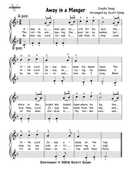 Away in a Manger, Cradle Song (First Year Piano Students) (arr. Scott Camp)
