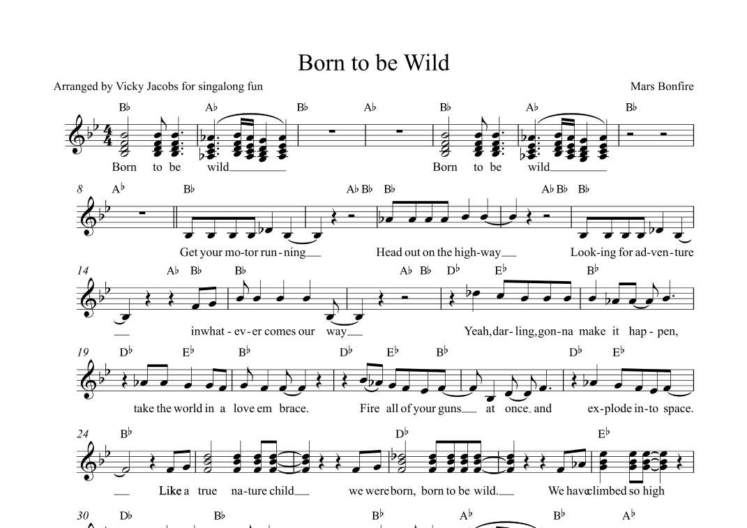 Born To Be Wild (arr. Vicky Jacobs)