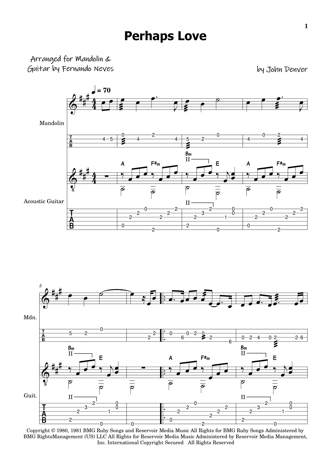 Perhaps Love (arr. FERNANDO LUIZ NEVES)