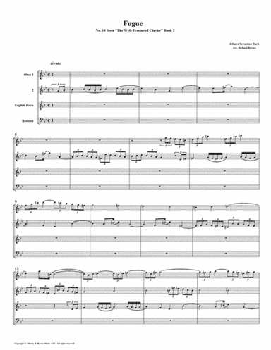Fugue 10 from Well-Tempered Clavier, Book 2 (Double Reed Quartet) (arr. Richard Byrnes)