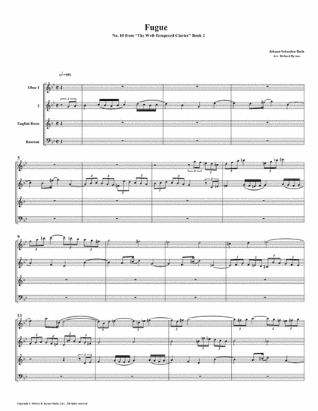 Fugue 10 from Well-Tempered Clavier, Book 2 (Double Reed Quartet) (arr. Richard Byrnes)