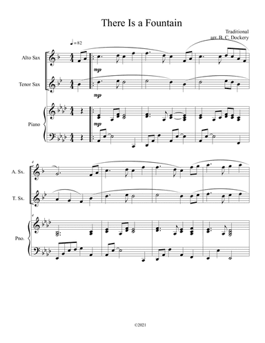 There Is a Fountain (Alto and Tenor Sax Duet) with piano accompaniment (arr. B. C. Dockery)
