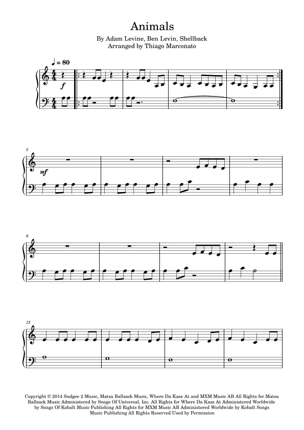 Animals (arr. Thiago Marconato)