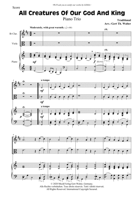 All Creatures Of Our God And King (arr. Gert Th. Walter)