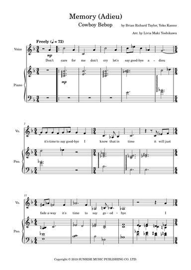 Adieu (emily) (arr. Livia Maki Yoshikawa)