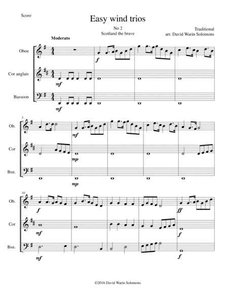 Scotland the brave for double-reed trio (oboe, cor anglais, bassoon) (arr. David Warin Solomons)