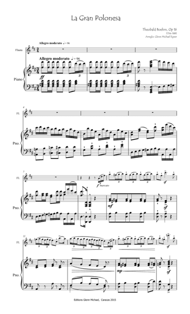 Boehm, Theobald   Gran Polonesa for flute & piano (arr. Glenn Michael)