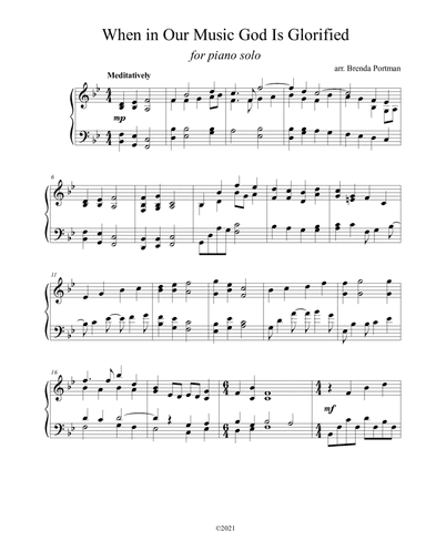 When in Our Music God Is Glorified (piano solo), arr. Brenda Portman (arr. Brenda Portman)