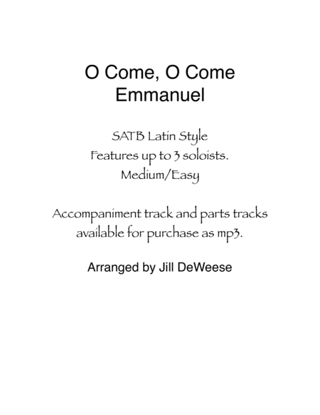 O Come, O Come Emmanuel (arr. Jill DeWeese)