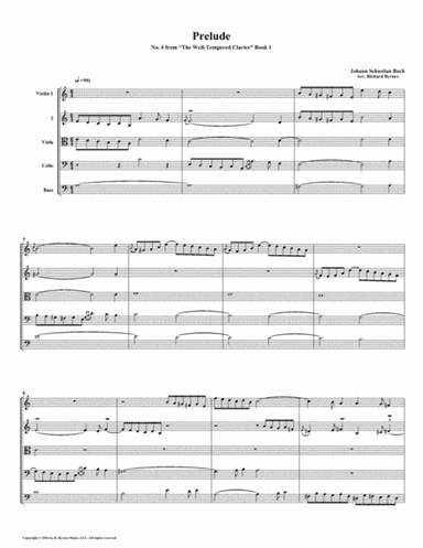Prelude 04 from  Well-Tempered Clavier, Book 1 (String Quintet) (arr. Richard Byrnes)