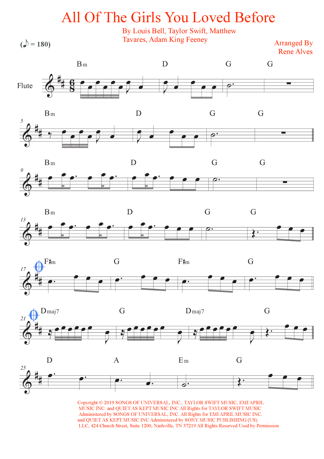 All Of The Girls You Loved Before (arr. Rene Alves)
