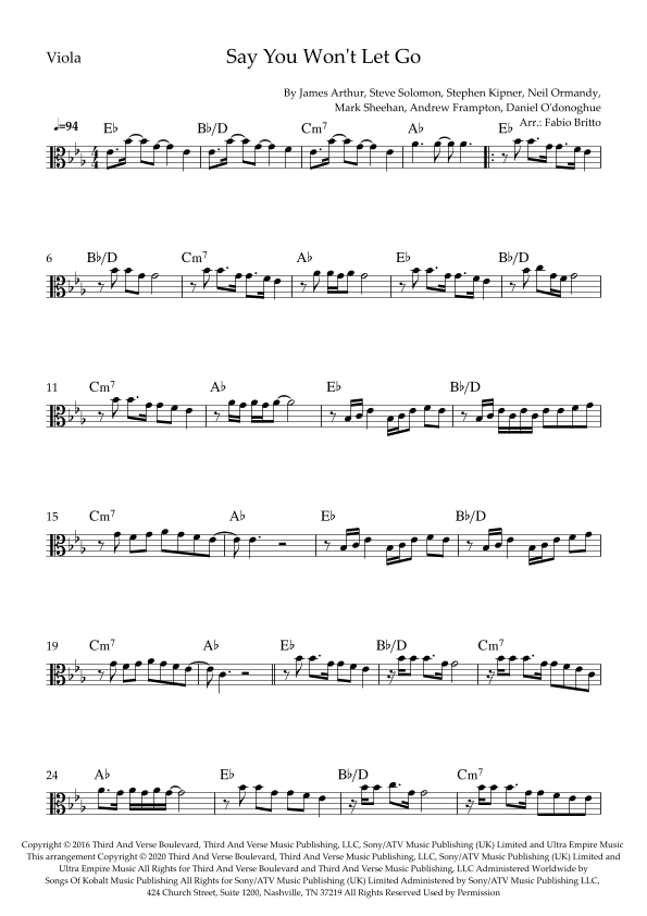 Say You Won't Let Go (arr. Fabio Britto)