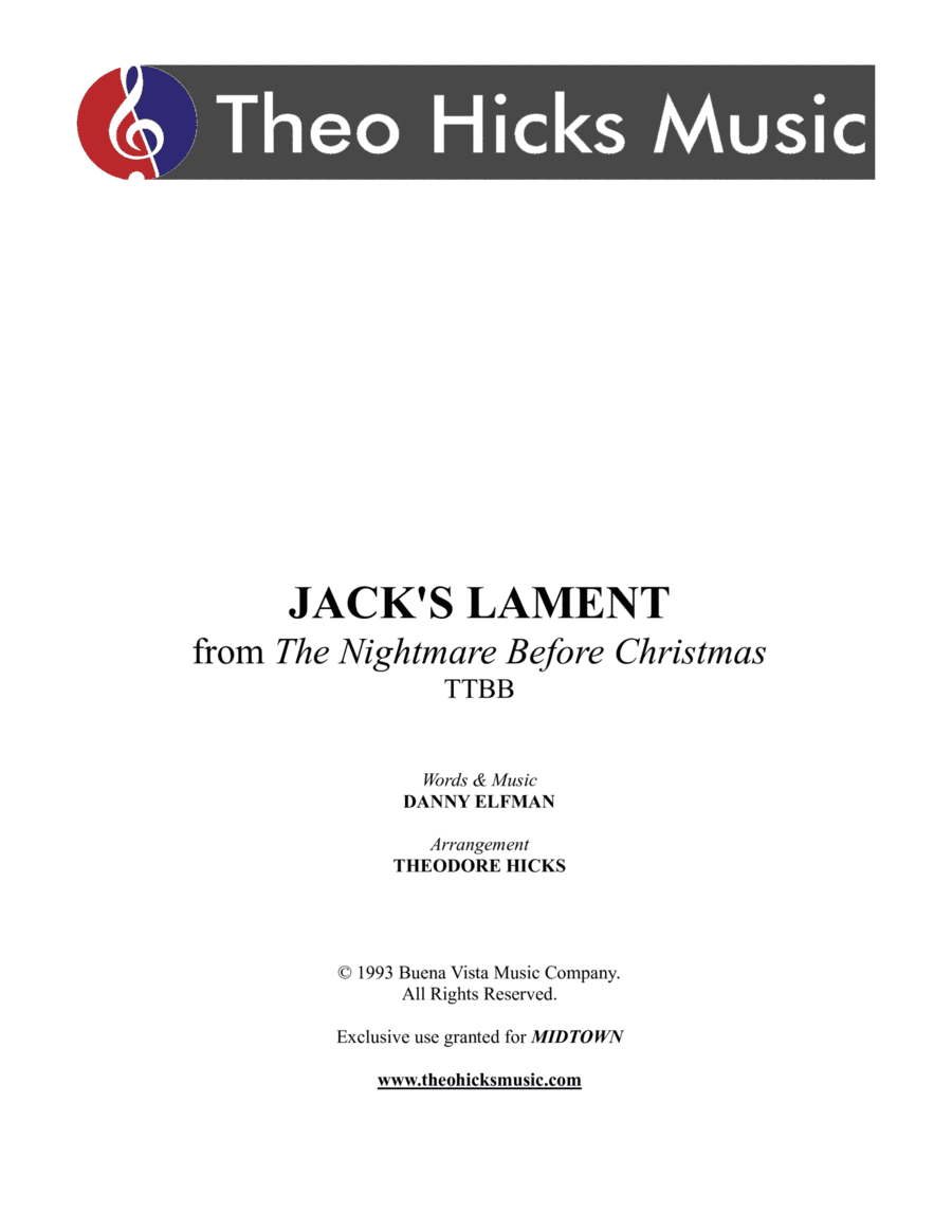 Jack's Lament (arr. Theodore Hicks)