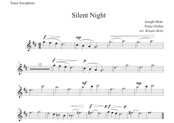 Silent Night - For Small Orquestra (arr. Renato Brito - Tenor Saxophone part) (arr. Renato Brito)