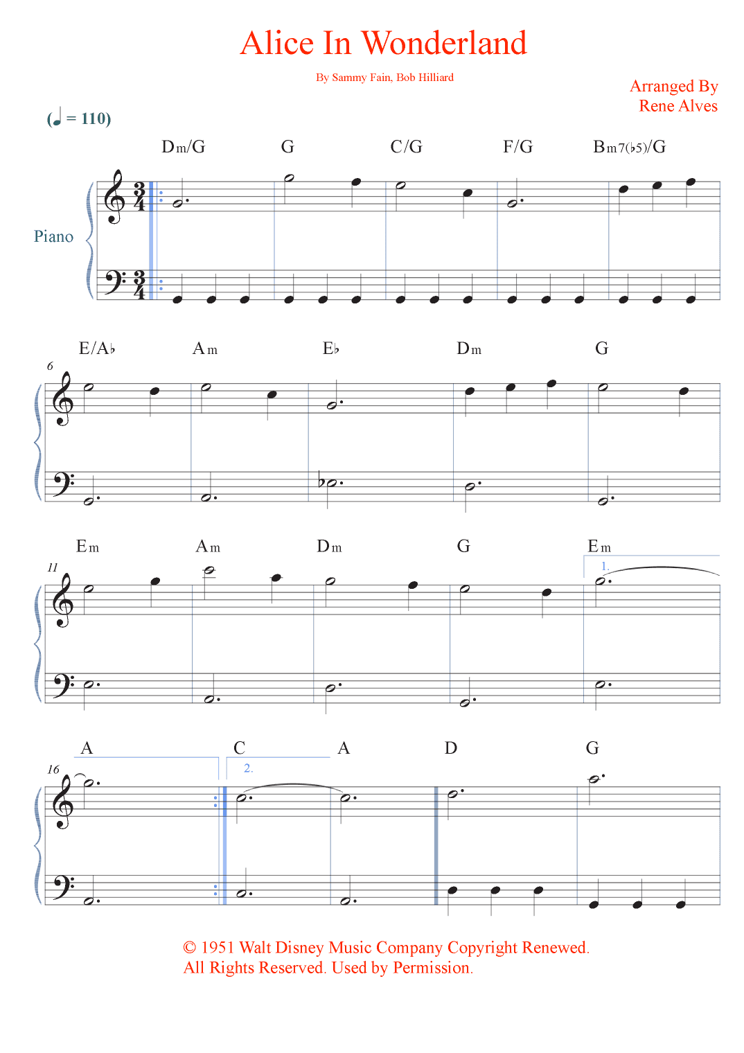 Alice In Wonderland (arr. Rene Alves)