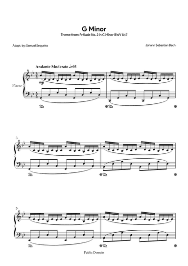 G minor Theme from: Prélude No. 2 in C Minor BWV 847 (arr. Samuel Sequeira)