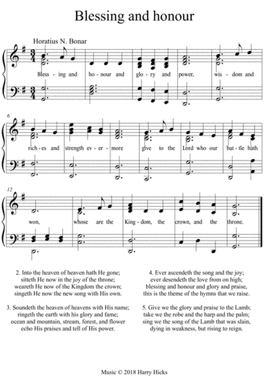 Blessing and honour. A new tune yo a wonderful Horacious Bonar hymn,
