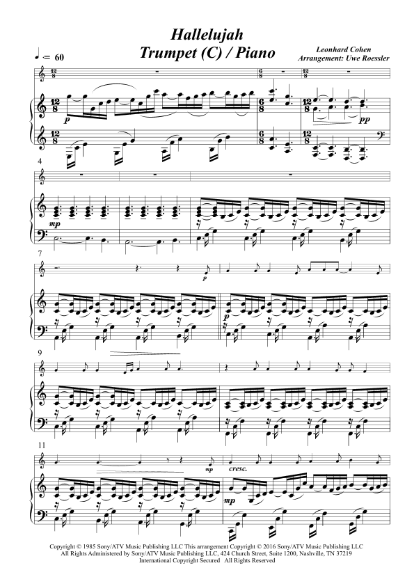 Hallelujah (arr. Uwe Roessler / Rössler / Rassler)