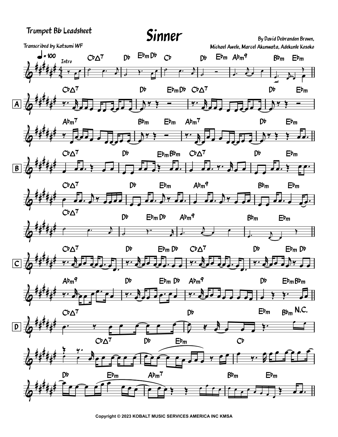 Sinner (arr. Katsumi WF)