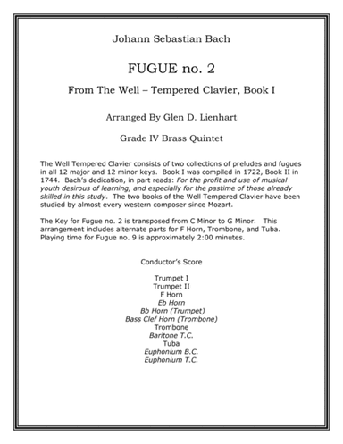 Fugue no. 2, Well-Tempered Clavier, Book I (Brass) (arr. Glen D. Lienhart)