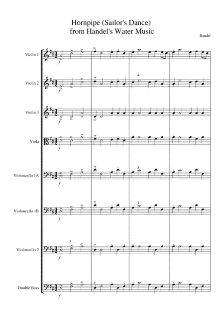 Hornpipe from the Water Music (for Junior Strings) (arr. Pamela Moutoussi)