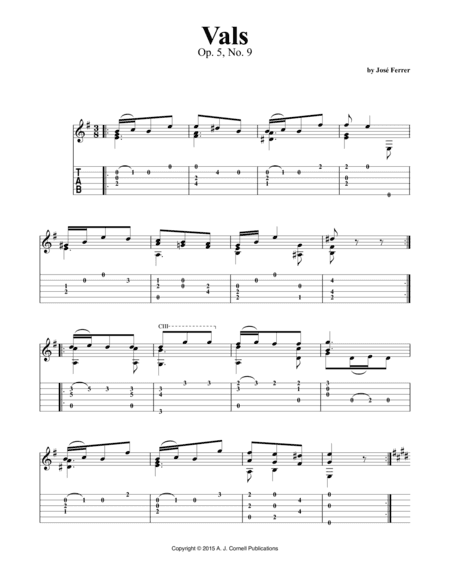 Vals, Op. 5, No. 9 (arr. A. J. Cornell Publications)
