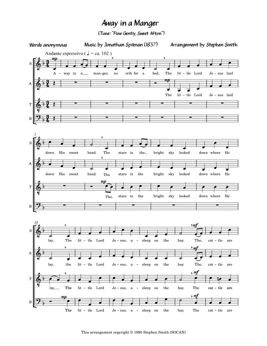 Away in a Manger (SATB a cappella) (arr. Stephen Smith)