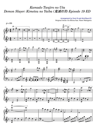 Kamado Tanjirouno Uta (arr. Fonzi M, AlvinPlays123)