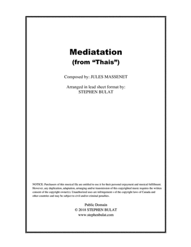 Meditation (from "Thais") by Massenet (key of F) (arr. Stephen Bulat)