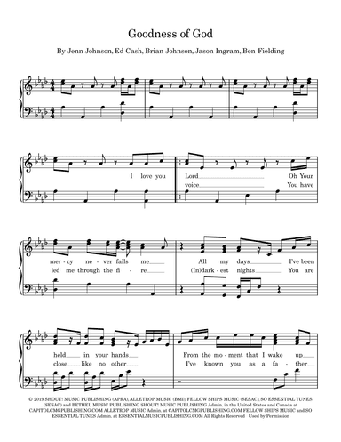 Goodness Of God (arr. Julie Wormald)