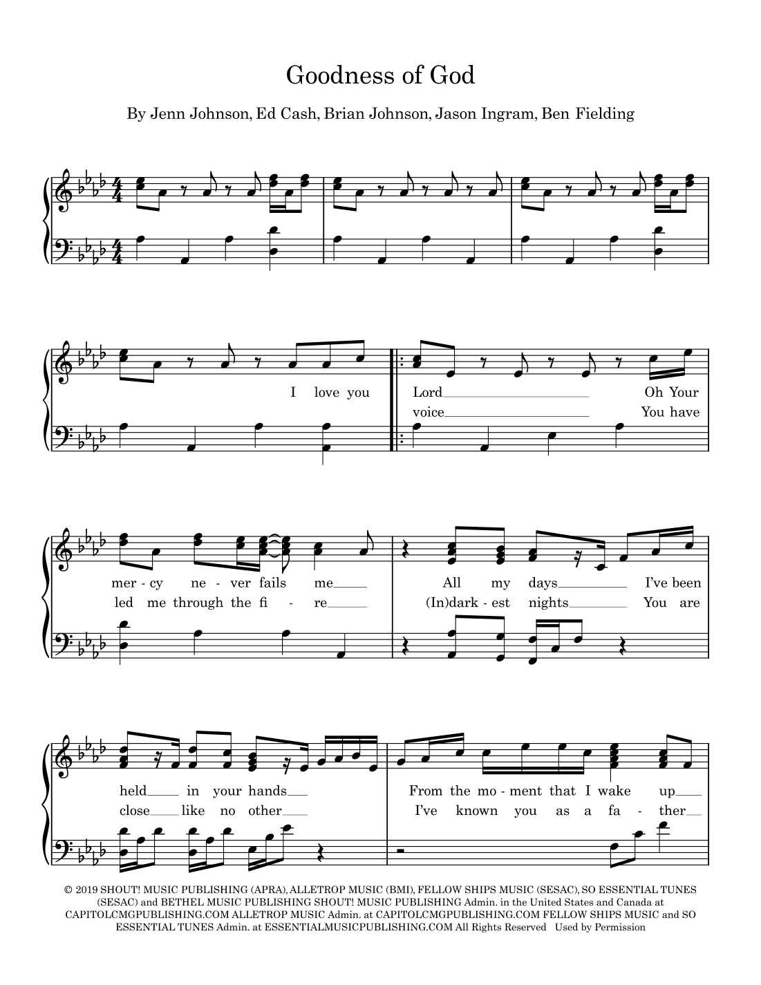 Goodness Of God (arr. Julie Wormald)