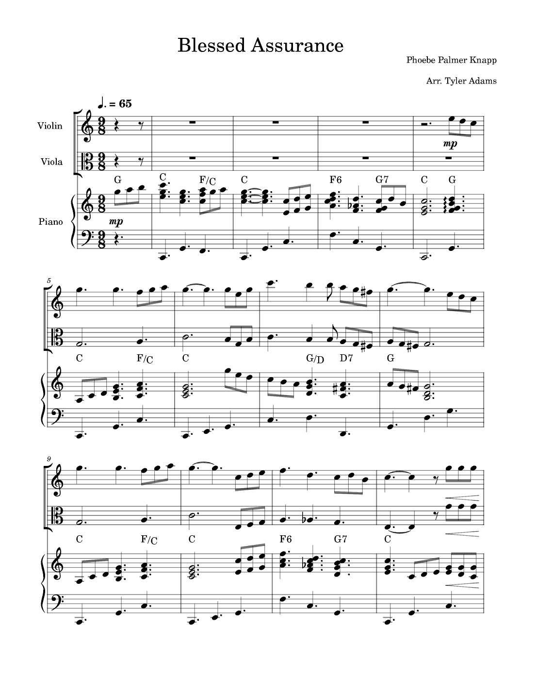 Blessed Assurance (Violin and Viola Duet with Piano) (arr. Tyler Adams)