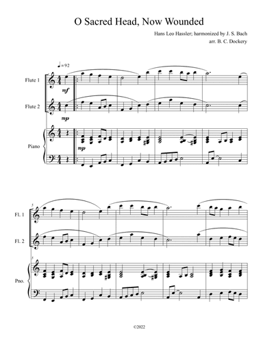 O Sacred Head, Now Wounded (Flute Duet with Piano Accompaniment) (arr. B. C. Dockery)