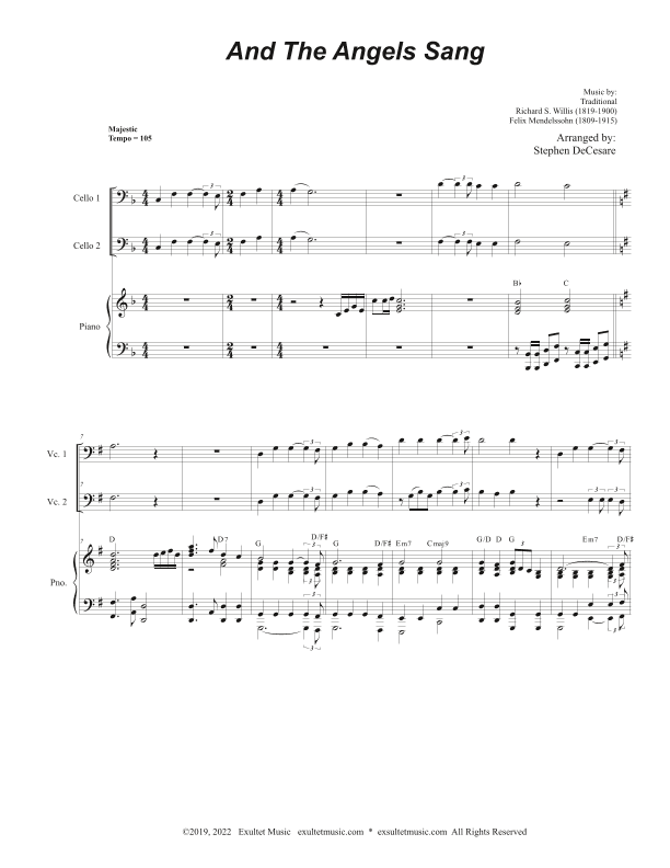 And The Angels Sang (Cello Duet and Piano - Alternate Version) (arr. Stephen DeCesare)