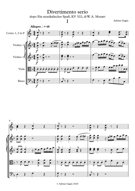 Divertimento serio, after Mozart's "Musical Joke" (arr. Adrian Gagiu)