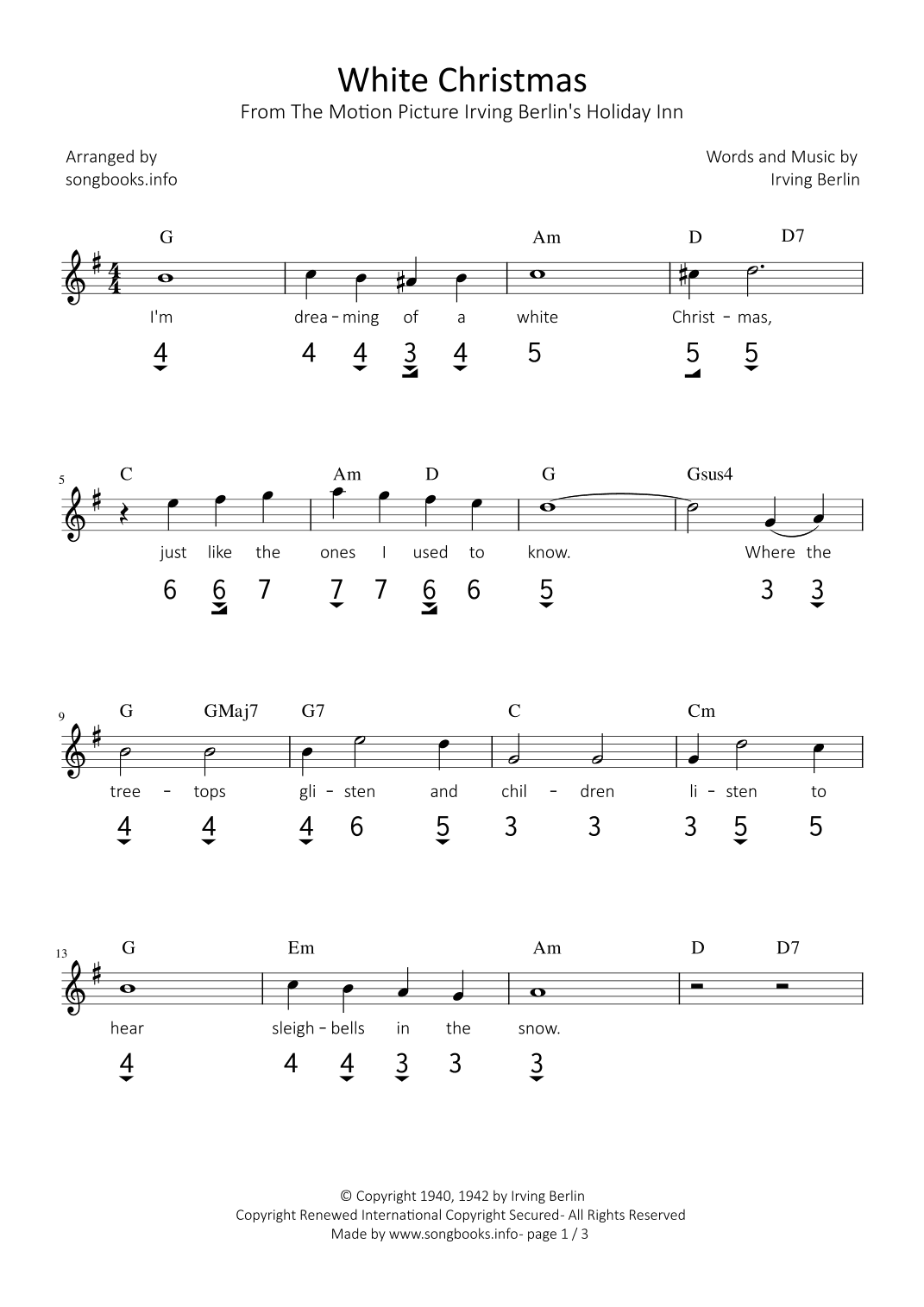 White Christmas (arr. songbooks.info)