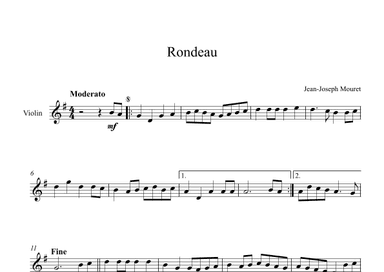 Rondeau - Jean-Joseph Mouret (Violin) (arr. Digital Book Music)