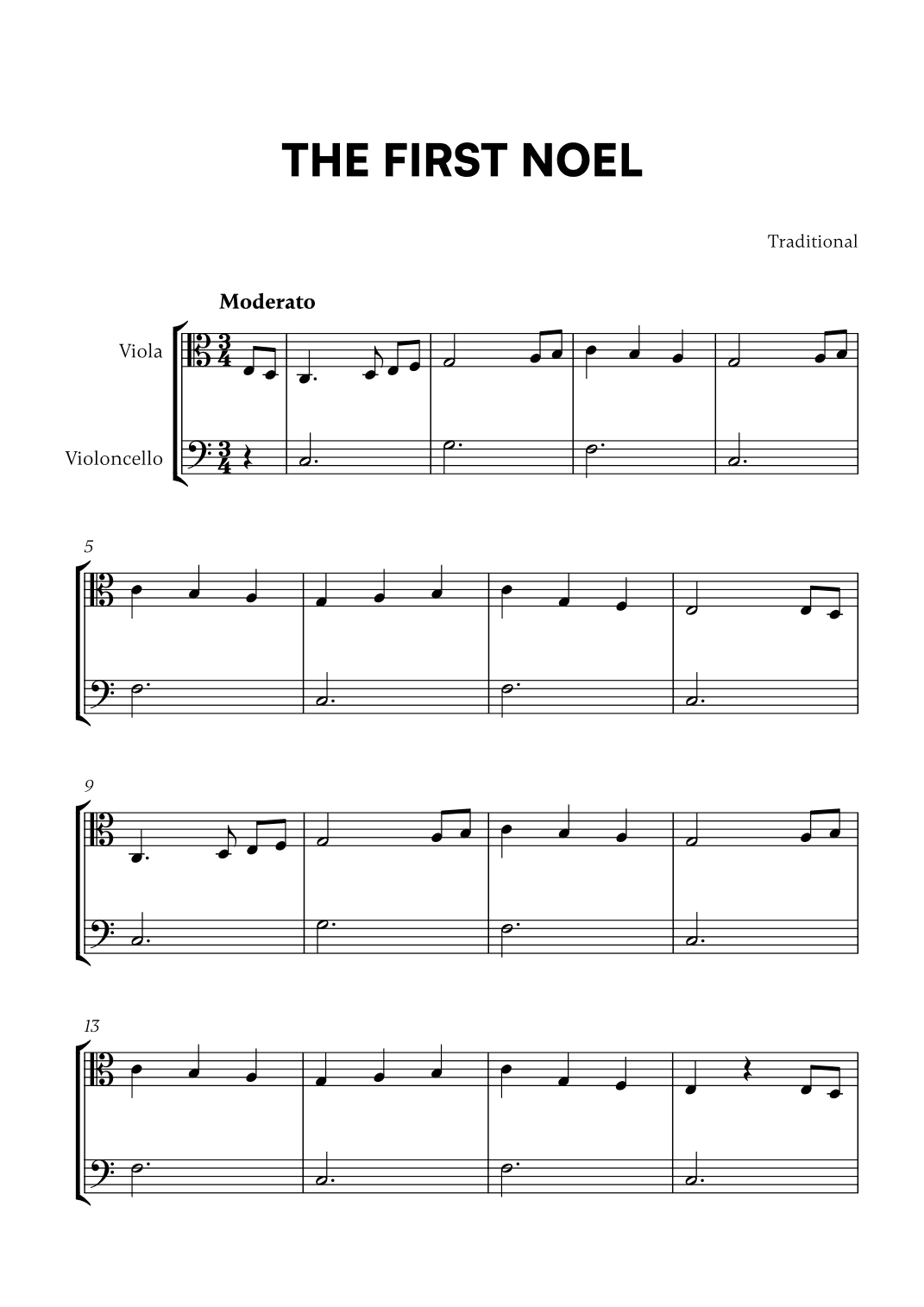 Traditional - The First Noel (for Viola and Cello) (arr. Cadenza Editions)