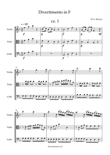 Divertimento in F 1 part - Score Only