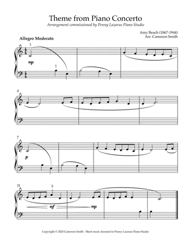Theme from Piano Concerto - Level 1 piano arrangement (arr. Cameron Smith)