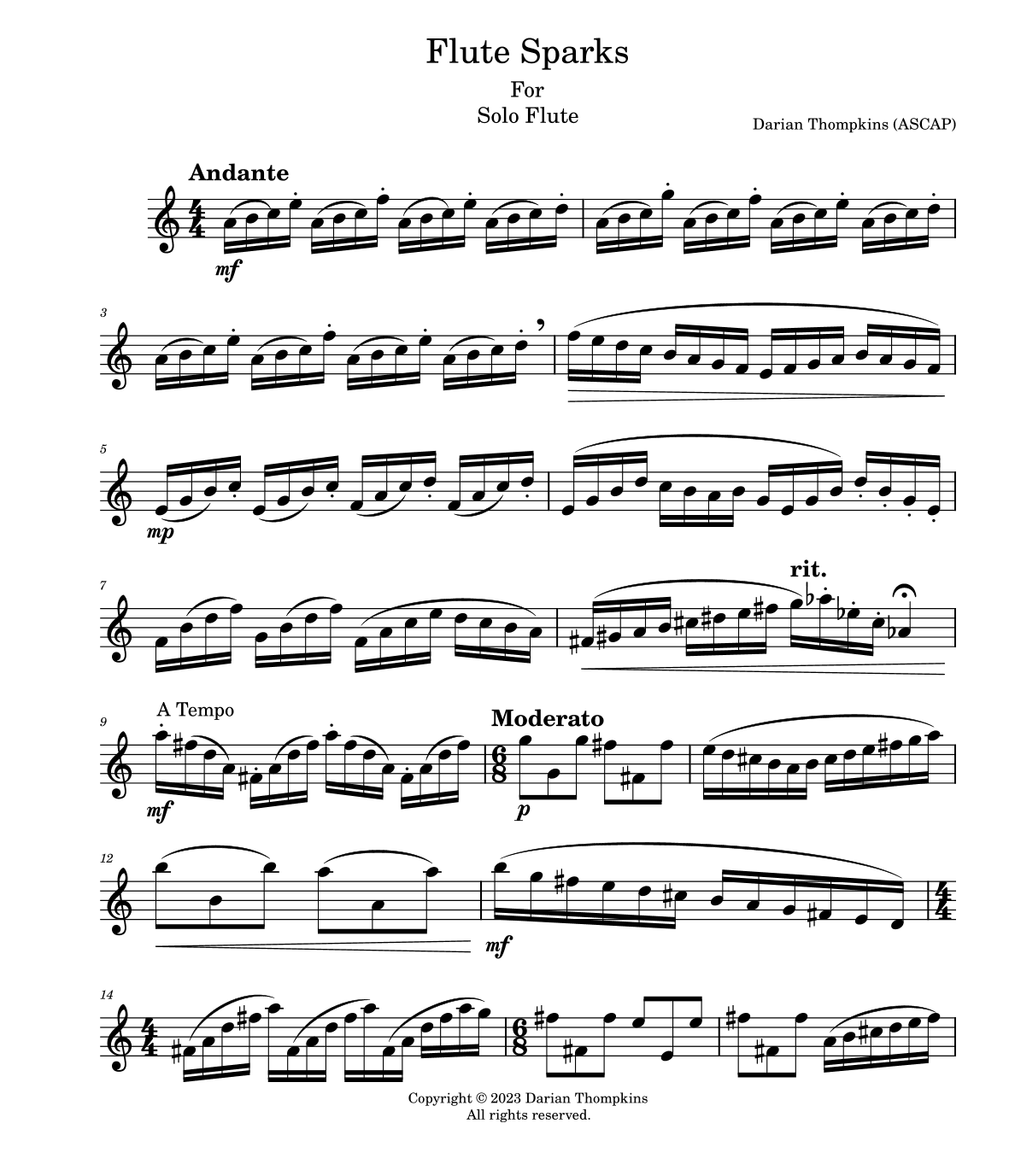 Flute Sparks for Solo Flute