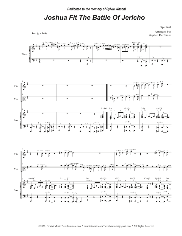 Joshua Fit The Battle of Jericho (Duet for Violin and Viola) (arr. Stephen DeCesare)