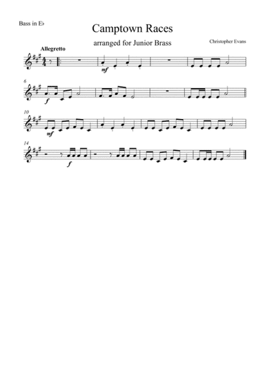 Camptown Races for Junior Brass Ensemble - Bass (Eb) (arr. Christopher Evans)