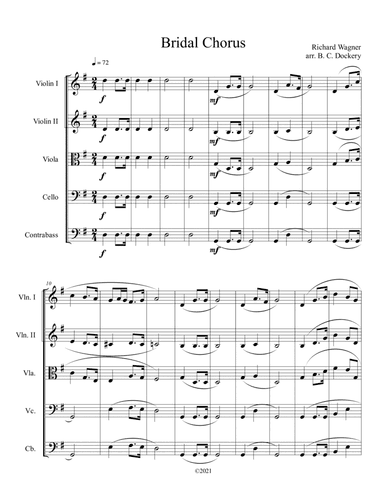Bridal Chorus (Here Comes the Bride) for String Orchestra or Quintet (arr. B. C. Dockery)